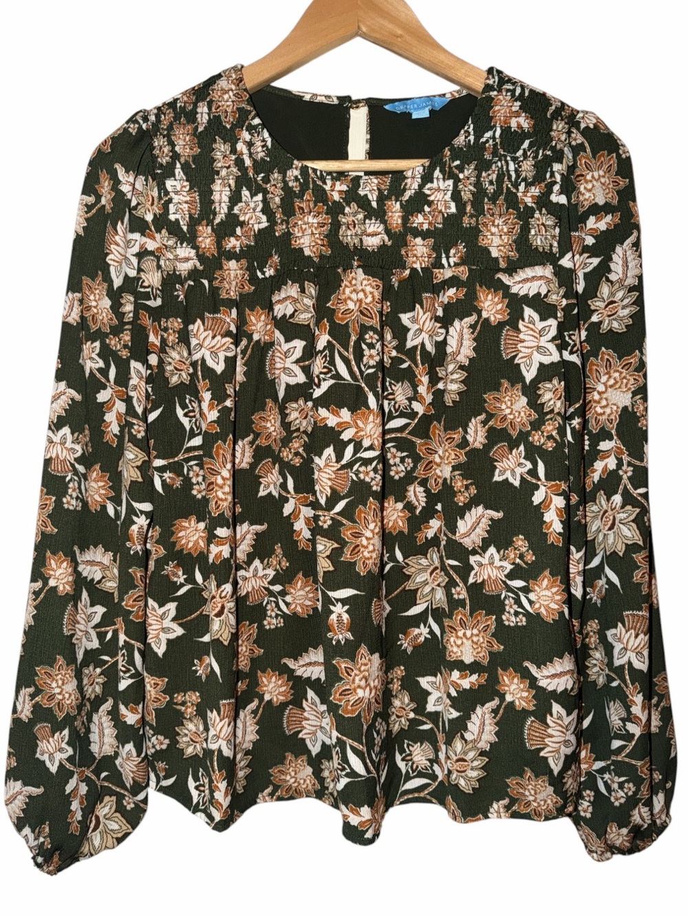 Draper James Grandmacore Smoked Woven Top Women’s Small Floral Fall Boho